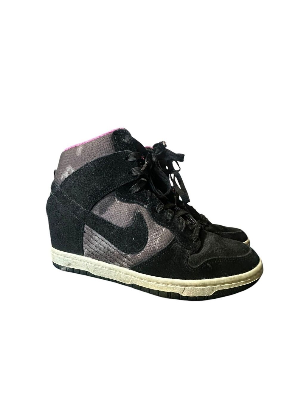 Nike Dunk Sky Hi Suede Hidden Wedge Camo Black Pink 543258-001 Women’s Size 9